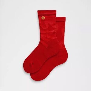 Lunar New Year Women’s Daily Stride Comfort Crew Socks - Dark Red